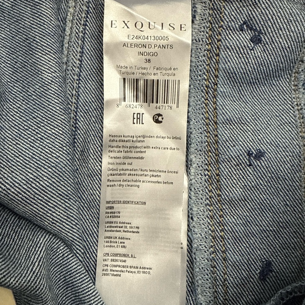 Exquise Aleron Wide Leg Jeans Womens 6 High Rise Button Sailor Blue Denim - Picture 11 of 12